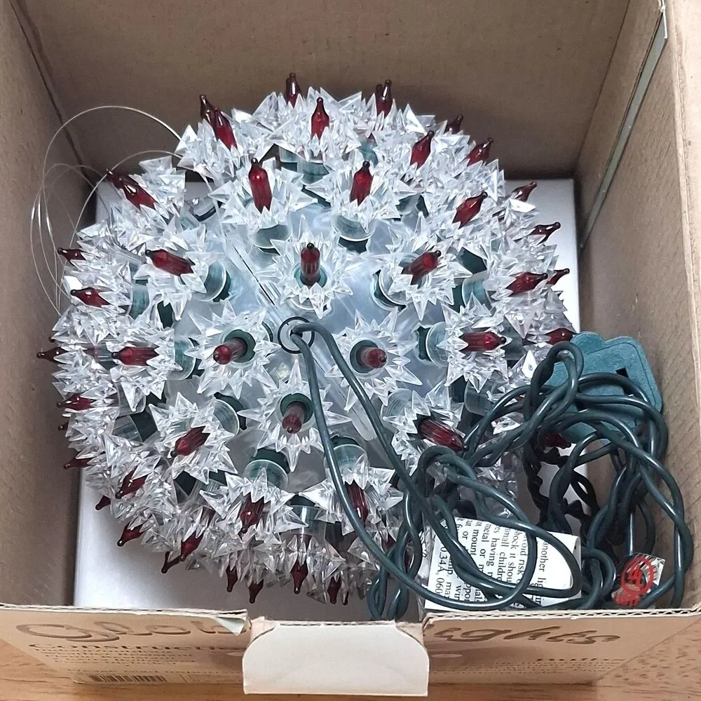 Enchanted Forest Red Globe Lights 100 Lights 6 Inch Diameter Christmas Holiday